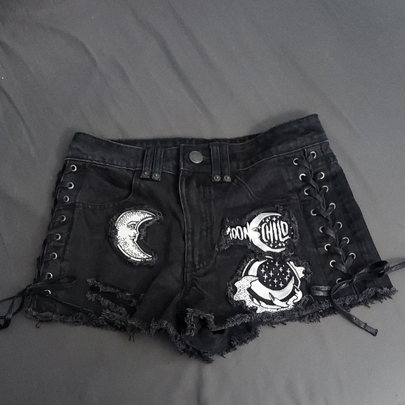 Black Moon Child Women Shorts - Picture 2 of 4
